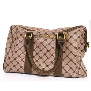 Steve Madden Beige and Brown Geometric Satchel